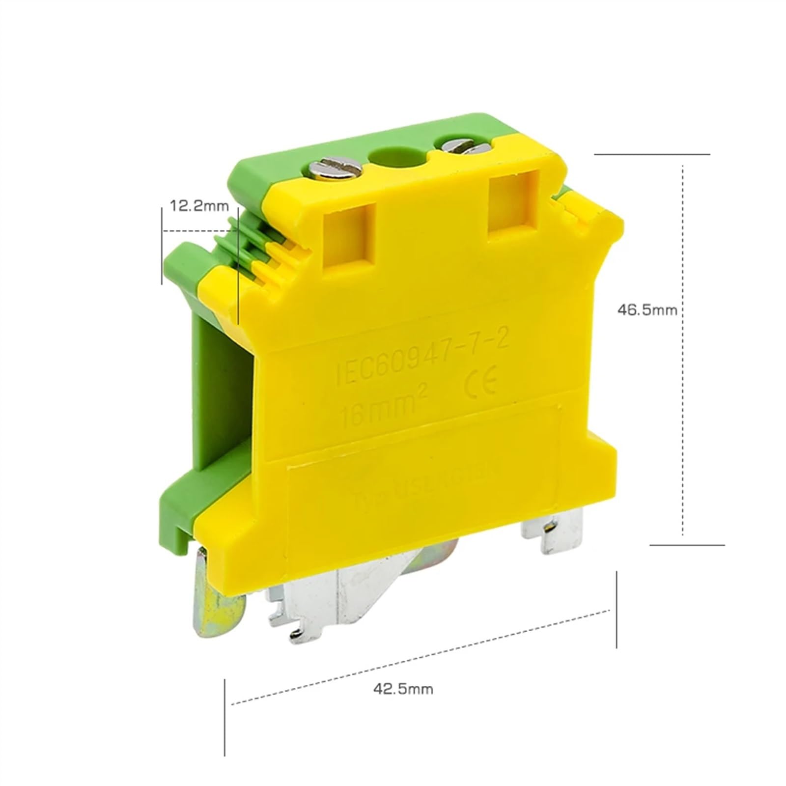 UISLKG-16 PE Bloques de terminales de carril Din Conector de clase universal de tierra Bloques de terminales de tornillo UISLKG16 10PCS