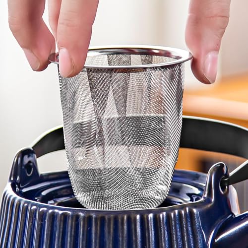 Image of Yundu Ceramic Teapots for Tea, 1000ml /33.8oz Tea Pot with Infusers for Loose Tea, Striped Tea Pot with Removable Tea Infuser - Reactive Blue