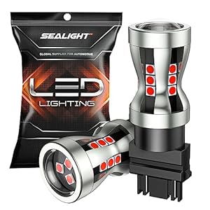 SEALIGHT 3157 LED Bulb, 3156 3057 4157 LED Brake Lights, Super Bright Red Bulb with Projector Lenses Replacement for Brake Light Tail Stop Light Parking Light, Pack of 2