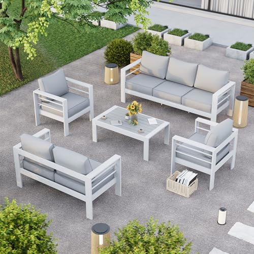 Aluminum-Patio-FurnitureOutdoor-Metal-Sectional-Sofa-with-Table-and-Waterproof-CoversWhite-Modern-Patio-Furniture-Set-for-Garden-Backyard-8-Piece Aluminum Patio FurnitureOutdoor Metal Sectional Sofa with Table and Waterproof CoversWhite Modern Patio Furniture Set for Garden Backyard 8 Piece