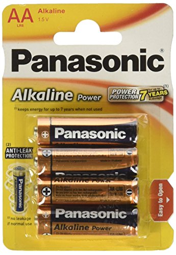 Panasonic 11800406 — Alkaline Power Batterien LR6 / AA mit 1,5V, 4 Stück, Kapazität 3000 mAh