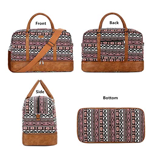 BAOSHA Women's Colorful Travel Duffel Bag Overnight Weekender Bag Carry On Tote Bag With Shoes Compartment HB-38 (YS)