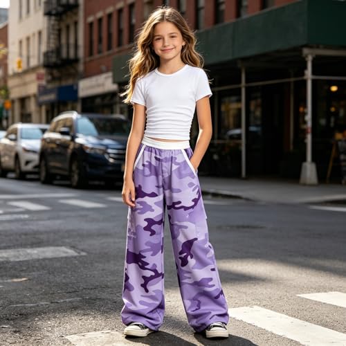 Image of Girls Clothes 2 Piece Short Sleeve T-Shirt Tops & Camo Pants Spring Summer Casual Outfits for Teen Tween Girl 7-14Y