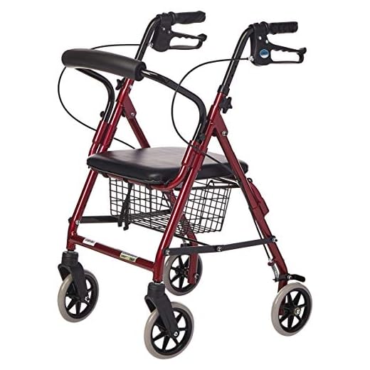 Lumex Walkabout Junior Rollator with Seat - Light & Compact for Petite and Pediatric Users - Burgundy, RJ4301R