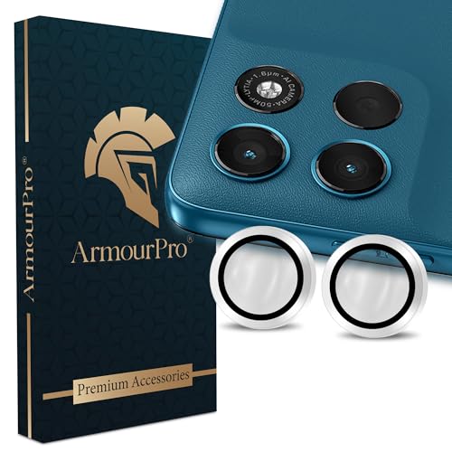 Image of ArmourPro Camera Rings Tempered Glass for Motorola G57 Power (6.72 Inches), Tough HD Individual Aluminum Alloy Rings 9H Camera Cover, Scratch-Resistant,Camera Lens Protection| Silver, 1 Pack