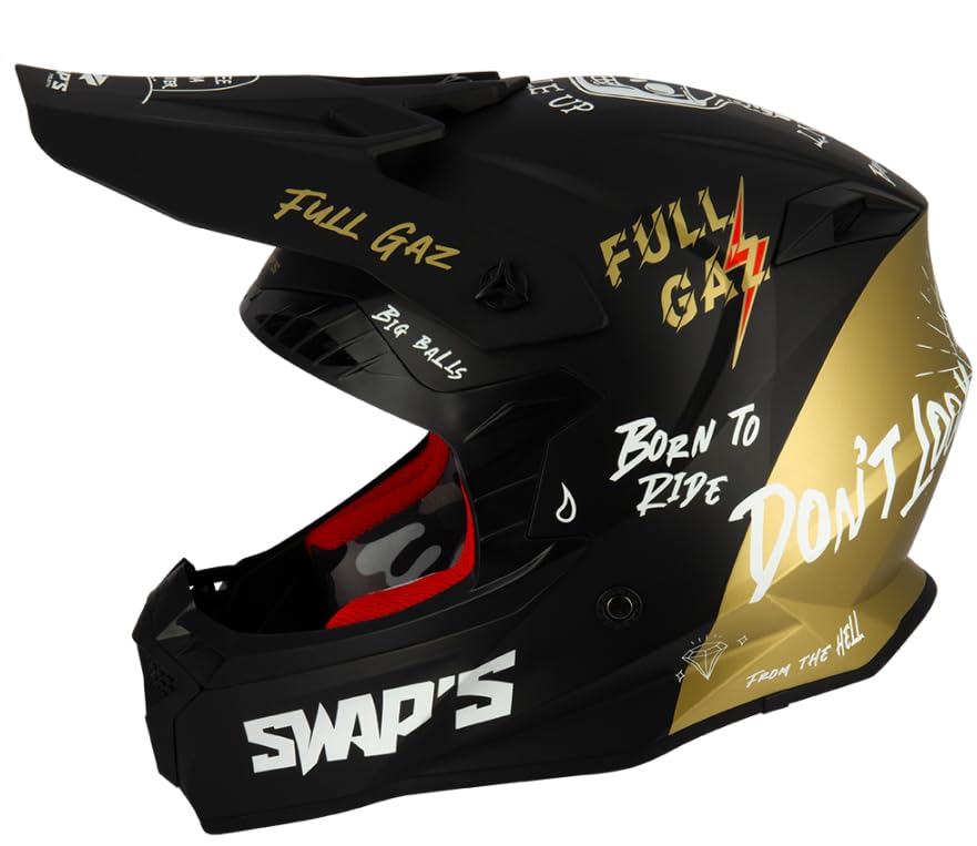 Casco Infantil de Cross DOBLE XX Swaps S849 2FASTER Full GAZ – Protección Segura y Cómoda para Motocross (YM)