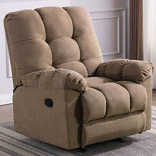 ANJ Rocker Recliner Chair Adjustable Overstuffed Fabric Manual Reclining Chair Soft Contemporary Sofa