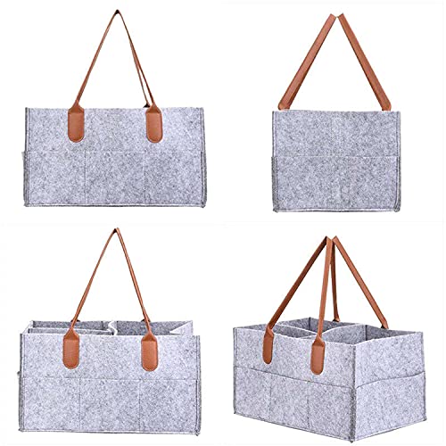 Image of House of Quirk Baby Diaper Organizer, Nursery Storage Basket and Car Organizer for Diapers and Baby Wipes - Grey