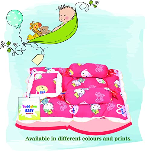 Toddylon-Baby-Bedding-Set-New-Born-Mattress-Gaddi-with-Pillow-Bolsters-0-6-Months-Red
