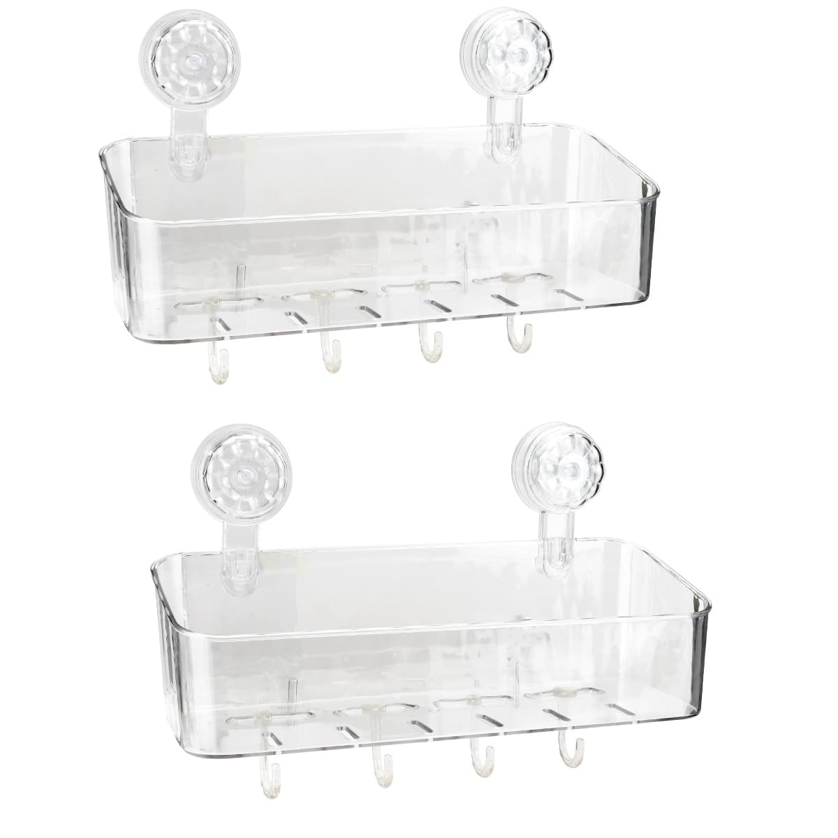 DIBALIYI 2 Pcs Shower Caddy Clear Suction Cup Wall Caddy No Drilling Acrylic Storage Rack Multifunctional Shower Shelves