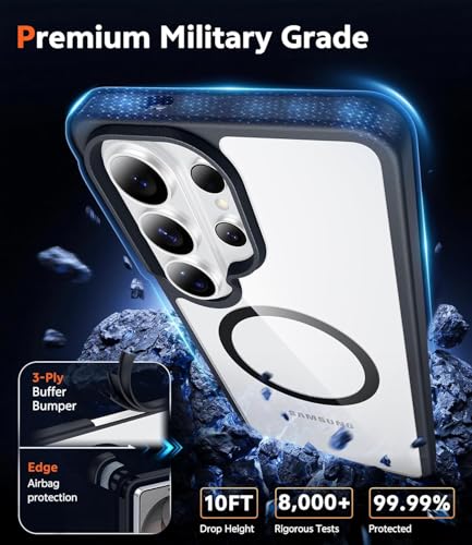 Image of NISHTECH for Samsung Galaxy S26 Ultra 5G Case: Clear Magnetic Slim Fit Case Compatible with Magsafe Rugged Protective Transparent Cover (Black Magnetic)