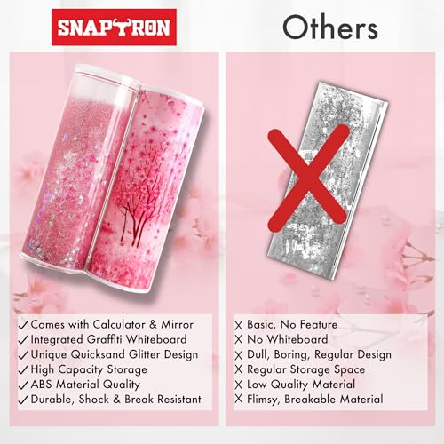 Image of SNAPTRON Plastic Pencil Box For Girls Kids - Multi-Function Pencil Case With Calculator, White Board, Marker & Storage, School Box For Girls Cute Geometric Compass Pouch Accessories