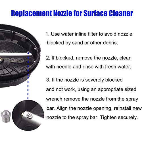 RIDGE WASHER Surface Cleaner for Pressure Washer, with 2 Replacement Screw Nozzle and Wand Extension, 15 Inch, 3600 PSI