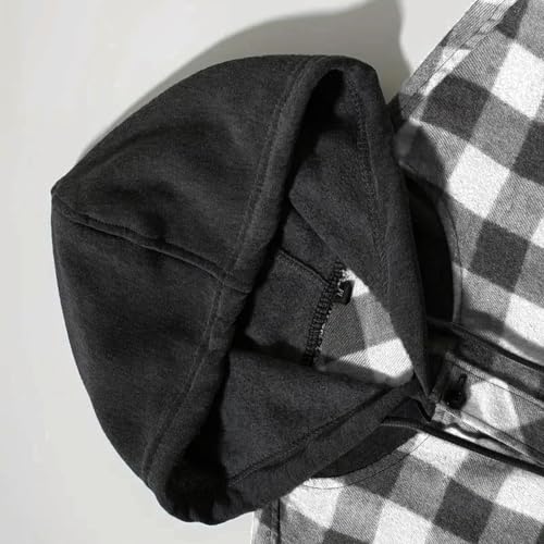 Mens Flannel Hoodies Casual Button Down Plaid Shirt Jackets Long Sleeve Stylish Hooded with Pockets3