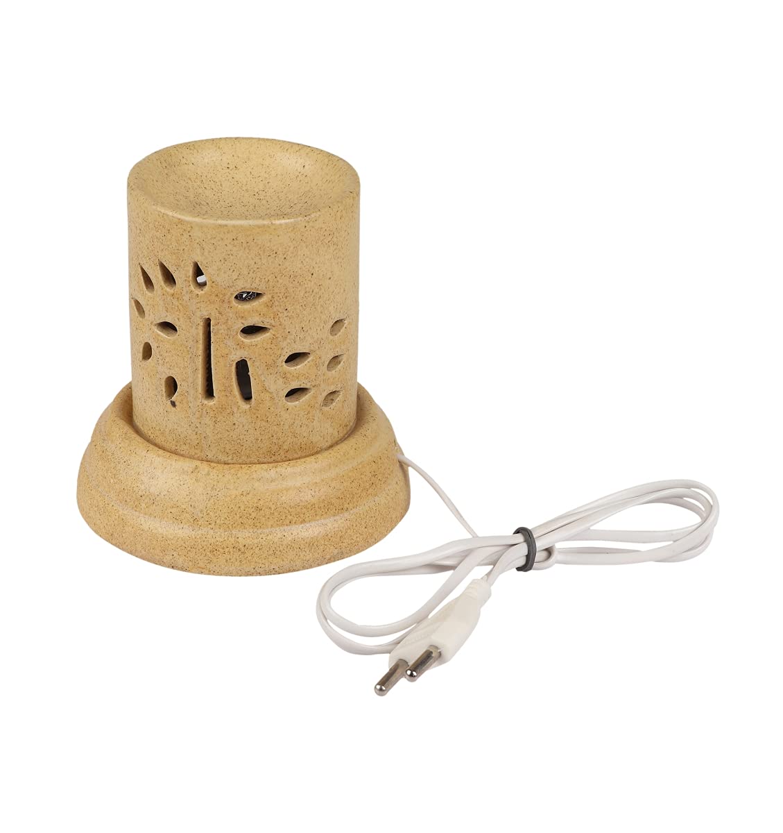 CHAECO Electric Round Shape Small Cut Design Aroma Diffuser Electric Aroma Burner (Pack of 1, Brown)