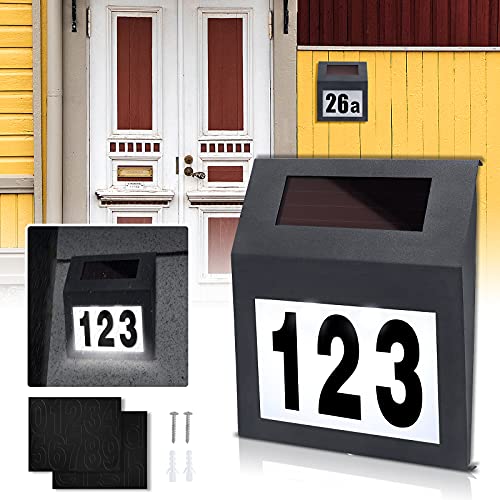 XMTECH Solarhausnummer Beleuchtete Hausnummer Mit 2 LED Solar...