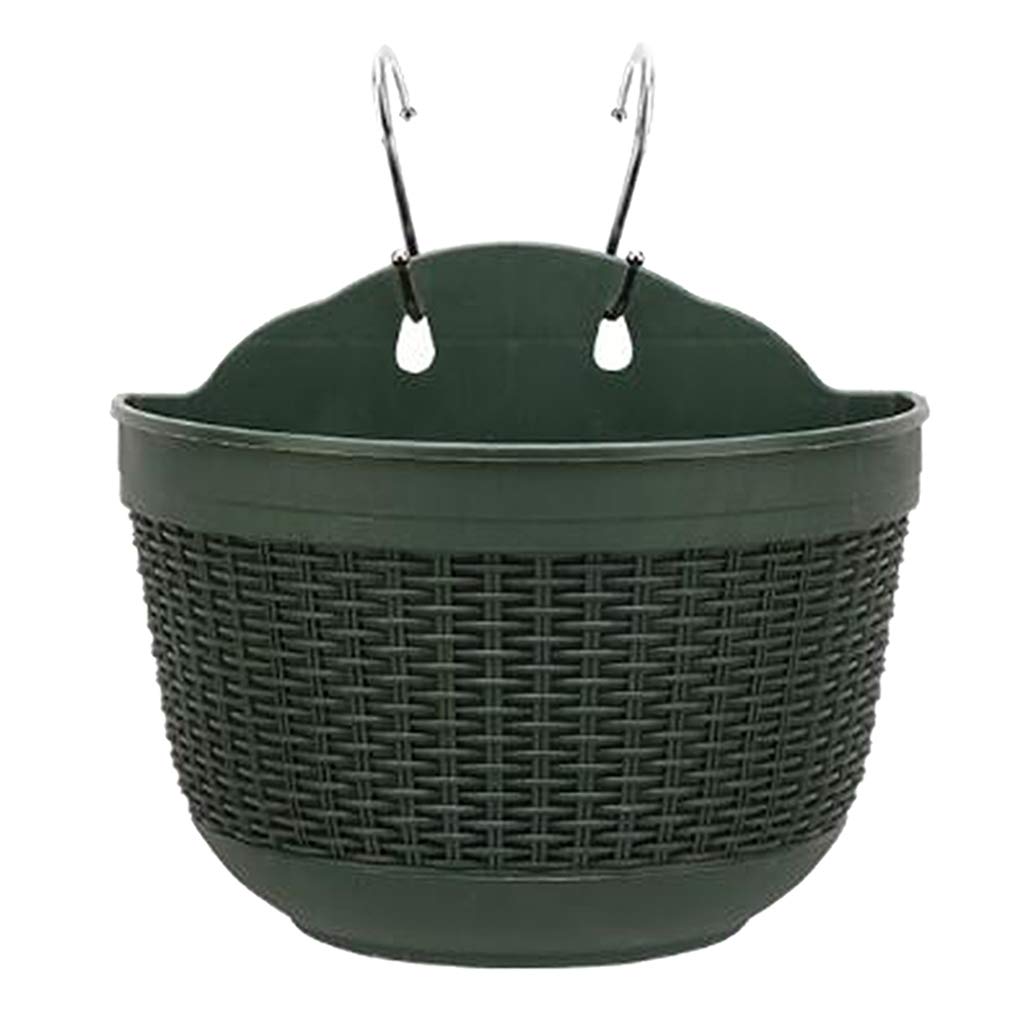 Macetero colgante semicircular verde oscuro L con gancho metálico para pared