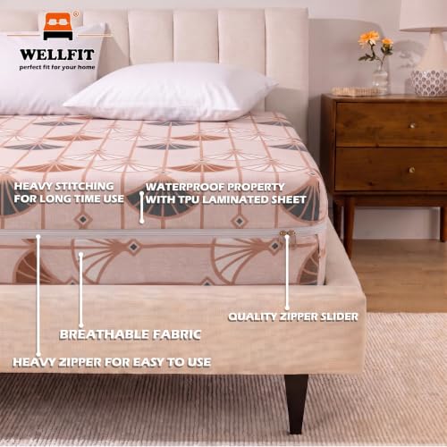 Image of WELLFIT Waterproof Premium Glace Cotton 300 TC Mattress Protector King Size | 78x72x6 Inches | Bed Cover with Zip | Mattress Cover with Zipper Chain | 6x6.5 Ft Mattresses