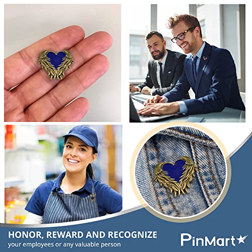 Pinmart Heart With Angel Wings Enamel Lapel Pin – Enamel Heart Lapel Pin With Antique Gold-Plated Angel Wings – Heart Wing Badge With Secure Clutch Back #TOP7