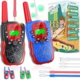 Vvinca Walkie Talkies for Kids Rechargeable, Spider Toys for Ages 3 4 5 6 7 8 9 10 Boys Girls Christmas Birthday Gifts for 3-12 Year Old, 2 Way Radio 22 CH VOX Long Range Walkie Talkie with Flashlight