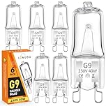Lumlog G9 Halogen Bulbs Warm White 6 Pcs, 40W 2800K Halogen Light Bulbs Dimmable, Energy Saving G9 LED Light for Chandelier, Ceiling Lights, Non-Flicker