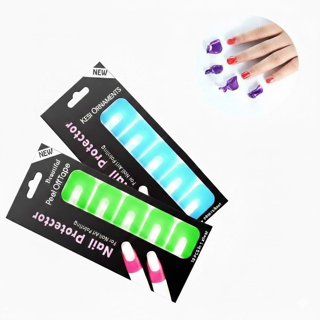 KESI ORNAMENTS U Shape Nail Protector, Gel Nail Polish Protector For Fingers, Peel Off Barrier, Skin Cuticle Protector For Gel Nails Stickers & Nail Art Supplies Accessories Designs(2 Sheet 20 Piece)-picture-32