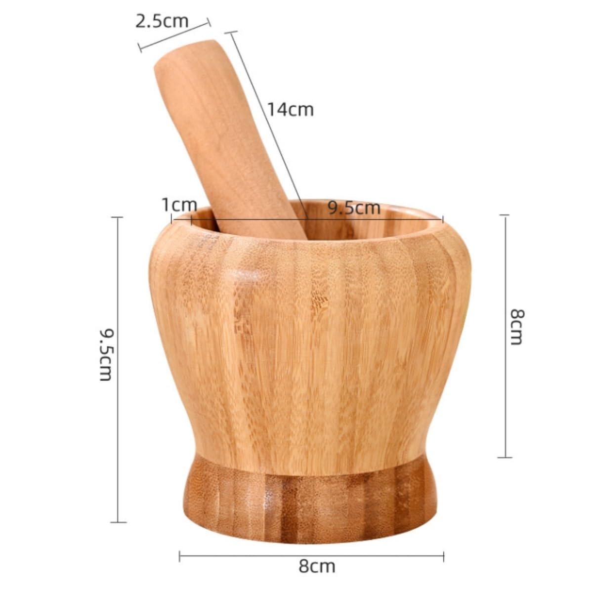 Moździerz i Tłuczek Kuchenne Tłuczek Do Czosnku Domowego, Drewniany Tłuczek Do Czosnku, Młynek Kuchenny, Tłuczek Moździerz Zestaw Pesto(9.5x9.5cm)
