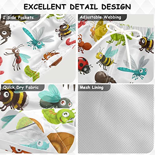 visesunny Summer Boy's Beach Shorts Cartoon Butterfly Dragonfly Bug Quick Dry Soft Drawsting Swim Trunks Baby Boy Bathing Suit with Pockets3