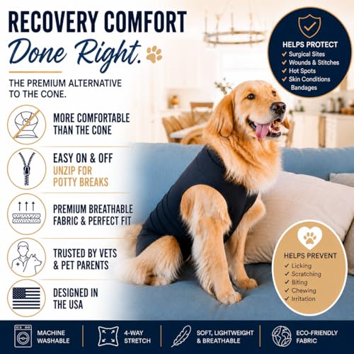 Image of Shed Defender Recovery Suit for Dogs After Surgery - Dog Recovery Onesie Alternative to Cone, Lightweight Breathable Surgical Recovery Suit for Male Female Dogs, E-Collar Alternative, Vet Approved