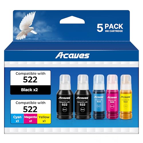 Image of 522 Ink Refill Bottles ET-2800 ET-2400 ET-4800 5-Bottles Replacement