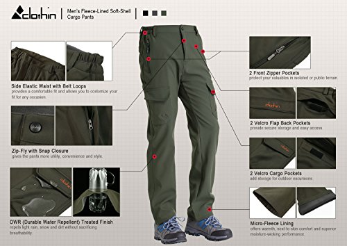 clothin Men's Insulated Pants Fleece Lined Snow Pants Softshell Water and Wind-Resistant2