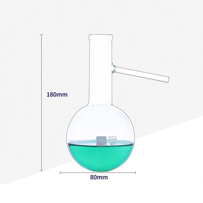 Ballon de distillation à fond rond en verre de 150/250/500 ml avec bras latéral – Équipement de laboratoire for la distillation et les expériences de chimie(250ml)