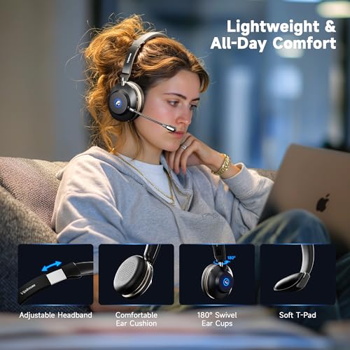 Wireless Headset with Microphone for Work, Bluetooth 5.3 Computer Headset for Laptop - image 5