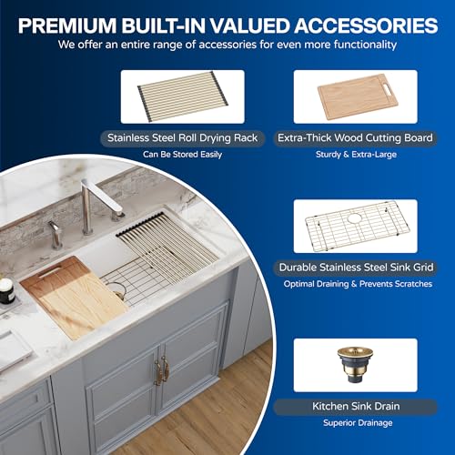Hugsleek 36 White Granite Composite Kitchen Sink thumb #6
