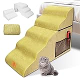 Myiosus Escalera para Perros de 5 Niveles, Antideslizante, para Perros y Gatos Grandes, Escalera para Gatos extraíble de Esponja de Alta Densidad, rampa portátil para Perros para Cama, sofá, Ventana,