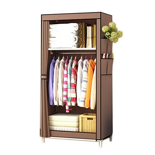 Storage Cabinets Single Student Dwelling Cloth Wardrobe Assembled Folding Wardrobe A+ (Color : Brown) Storage Cabinets Single Student Dwelling Cloth Wardrobe Assembled Folding Wardrobe A+ (Color : Brown)