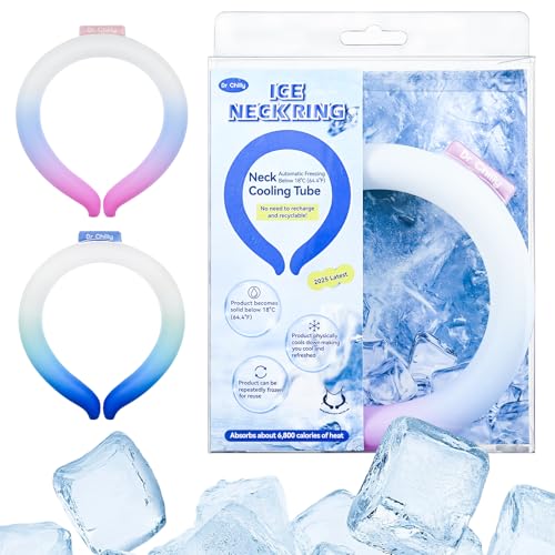 Dr Chilly Ice RingNeck Cooling Tube Hands Free Cooling Quick Freeze Gel Wearable Body Coolers for Hot Weather Reusable Adjustable Fit(Gradient Pink)