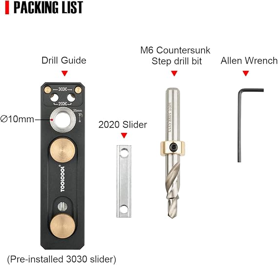 TOOLCOOL Aluminum Profile Drill Guide Access Hole Drill Jig For 2020 2040 3030 3060 European Standard Aluminum Extrusion Profile