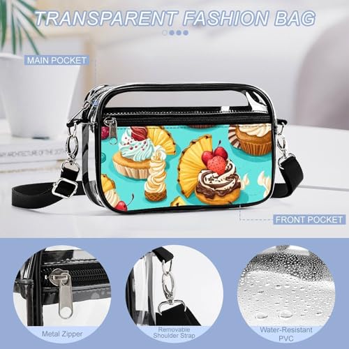 Colorful Cupcakes Cakes Women's Clear Crossbody Purse Bag Transparent Bags Pocket for Concerts Sports Festivals4