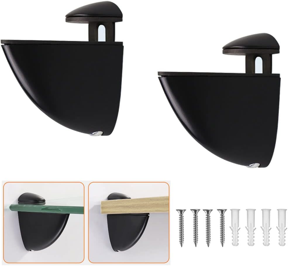Glass Shelf Brackets Adjustable ,2PCS Glass Shelf Mounting