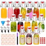 COMUDOT Swing Top Glass Bottles 4 oz, Vanilla Extract Bottles-Set of 15,Flip Top Glass Bottle for Home Brewing, Beverages, Oil, Vinegar, Water, Soda, Limoncello, Homemade liquor, vanilla