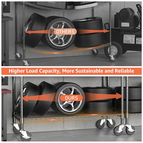 Image of M MZG 4 Tiers Storage Shelves Load 1400LBS, Metal Shelving Wire Metal Shelving Unit Shelves for Storage Adjustable Garage Shelving for Pantry Kitchen Garage Black 17.7 inch D x 47.3 inch W x 62.7 inch H