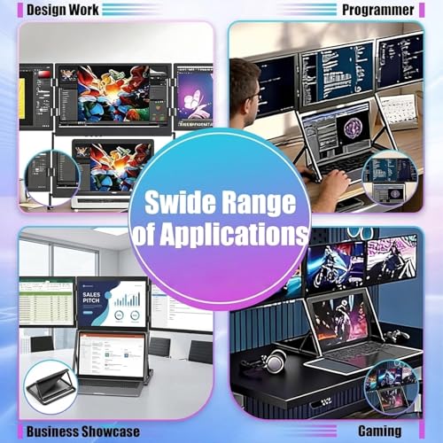 Image of Triple Aero 15.6 Pro Max 3 Screen Monitor with 1080p FHD IPS Display, Ideal for Presentations and Remote Work, with 360 Rotation Adjustable Viewing Angles