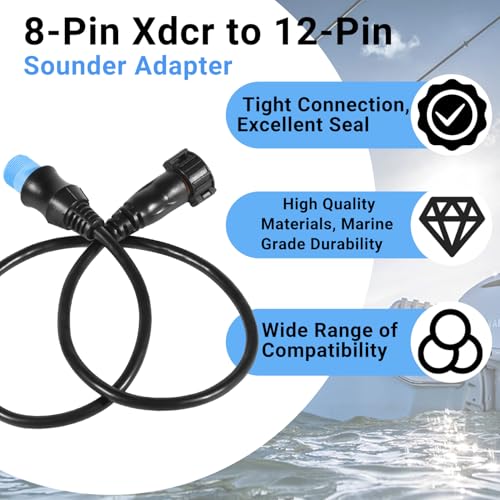 Image of 010-12122-10 Adapter Compatible with Connecting 8-Pin Transducers with XID to 12-Pin Sonar Marine Devices, Replace for Part Number 010-12122-10