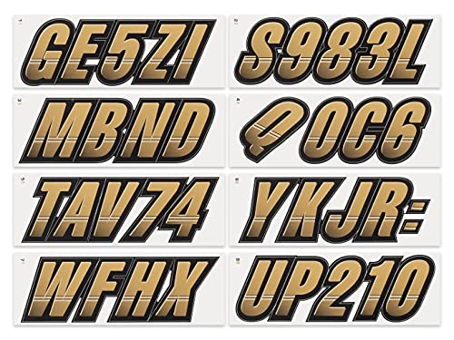 Image of STIFFIE Techtron Tan /Black 3 inch Boat & PWC Registration Decals • Numbers Letters Stickers