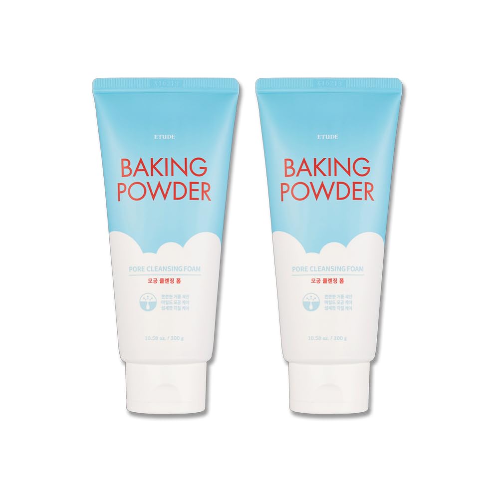 ETUDE 1+1 Baking Powder Pore Cleansing Foam SET 10.14 fl.oz*2(300ml*2) | Multi-Deep Cleansing Foam to Remove Dead Cells, Impurities From Pores and Cleanse Away, Korean Skin Care