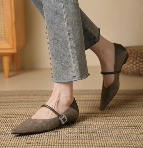 Niction Suede Flats for Women Casual Pointed-Toe Flat Shoes Cute Mary Jane Ballet Flats Shoes Comfortable Dressy Outdoor Shoe 20252