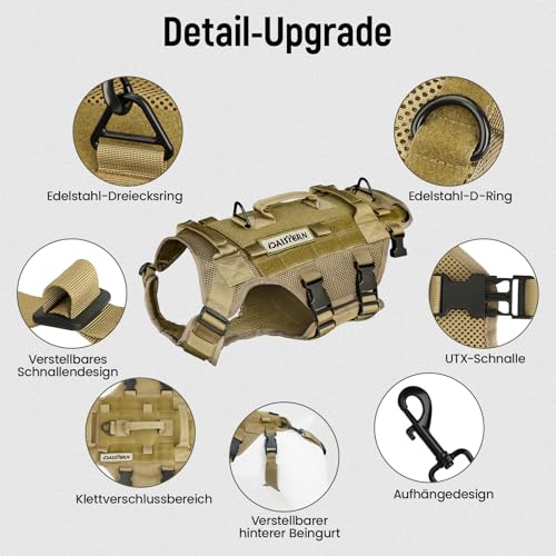 DAISTERN Hundegeschirr Unterstützung Geschirr, Hebegeschirr für Mittelgroße Große Hunde, Sicherheitsgeschirr mit 3 Griffen, Abnehmbare verstellbare Schultergurte und hintere Beingurte