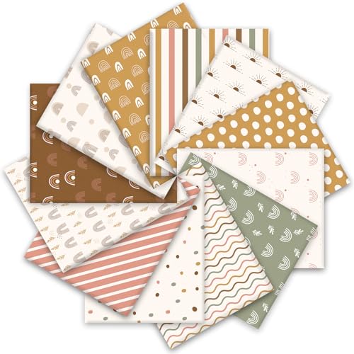 JarThenaAMCS 12Pcs Boho Cotton Fabric Bundles Colorful Boho Rainbow Sun