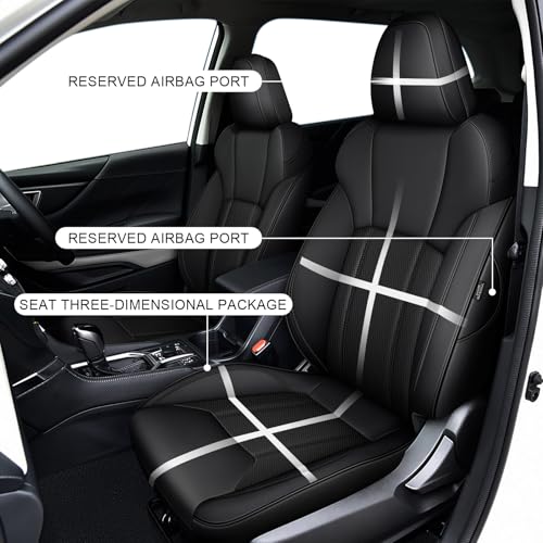 Image of IKABEVEM Custom Fit Seat Covers for Subaru Forester 2019-2024, Full Set Faux Leather Car Seat Covers, Waterproof Seat Protector, Airbag Compatible, Fully Covered Interior Seat Covers Black
